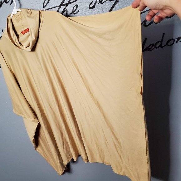 NWT Carlos by Carlos Santana Pullover Cowl Neck Poncho Swing Top, Camel, OS - Picture 3 of 8